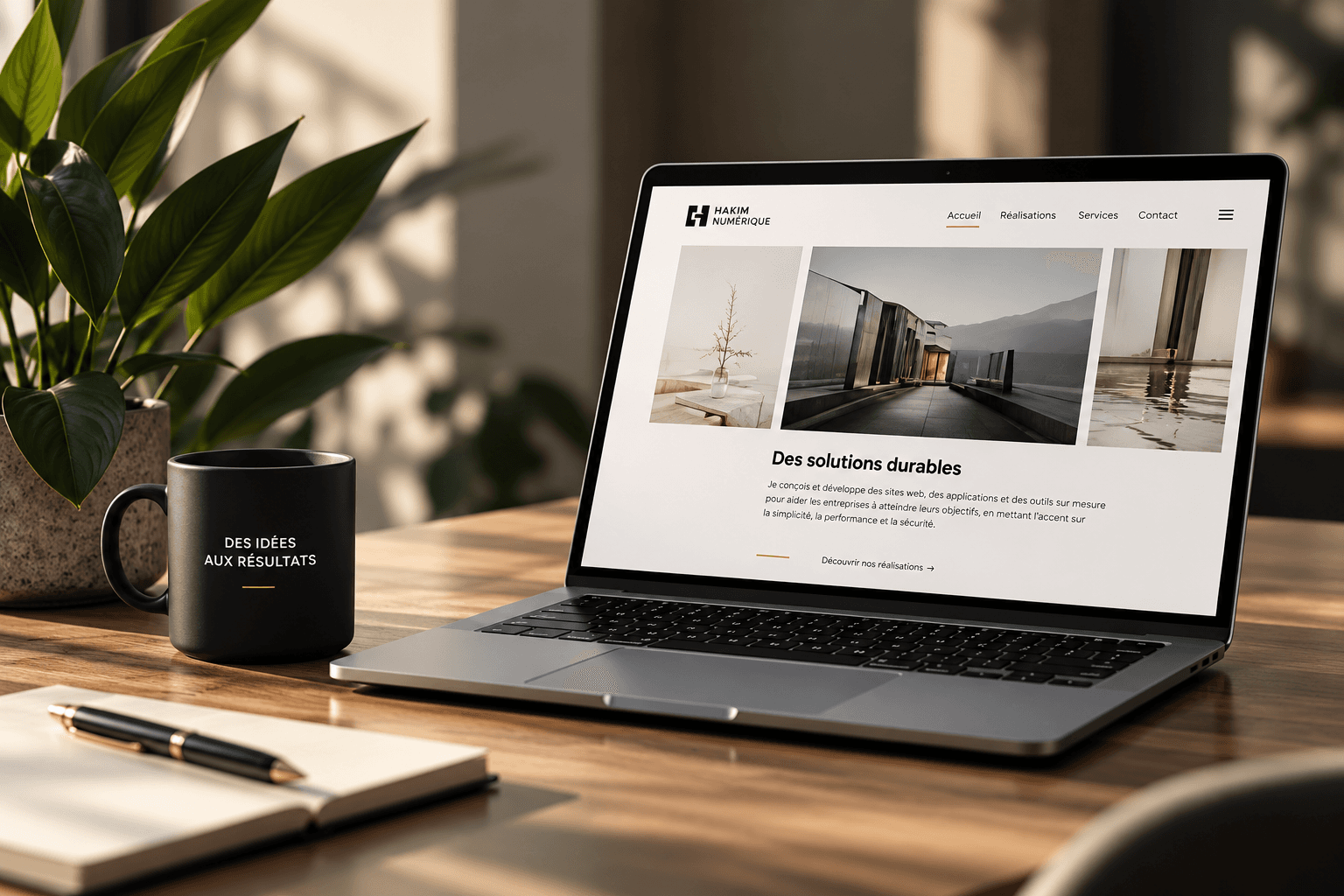 A studio website shown on a laptop.