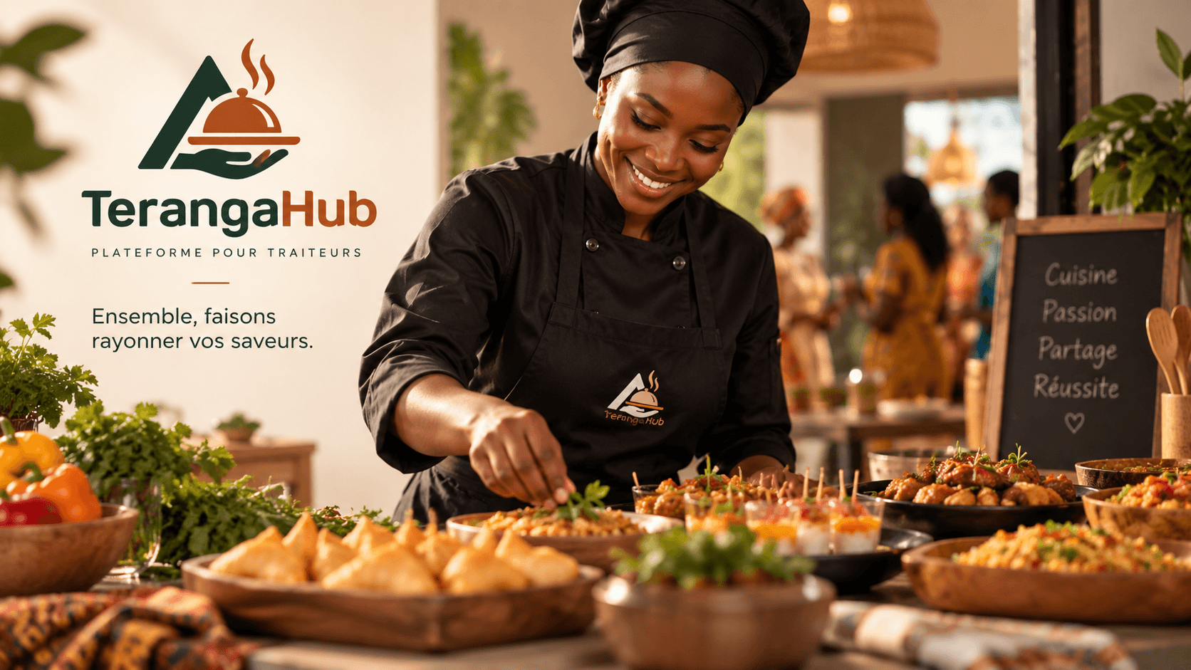 A management and storefront platform for caterers of the West African diaspora. Each kitchen enters its catalogue once: it then feeds orders, the public page and stock tracking.